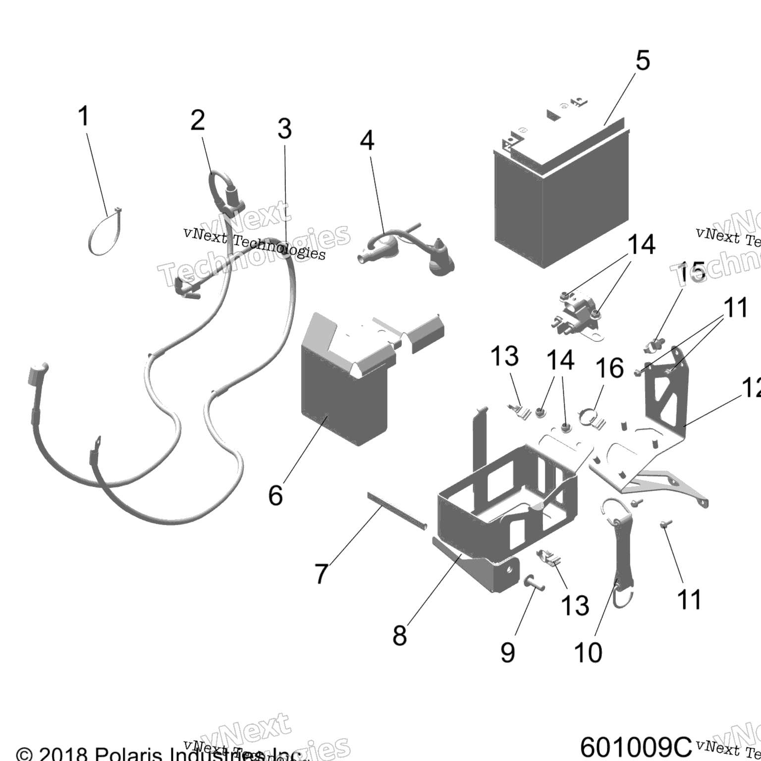 Схема узла Electrical, Battery/Box & Cables E.s. Option