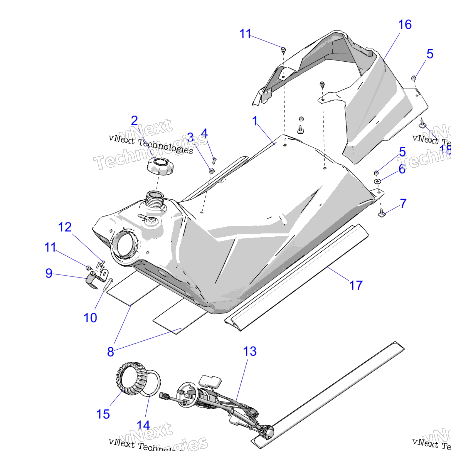 Схема узла Fuel System, Fuel Tank Asm. All Options