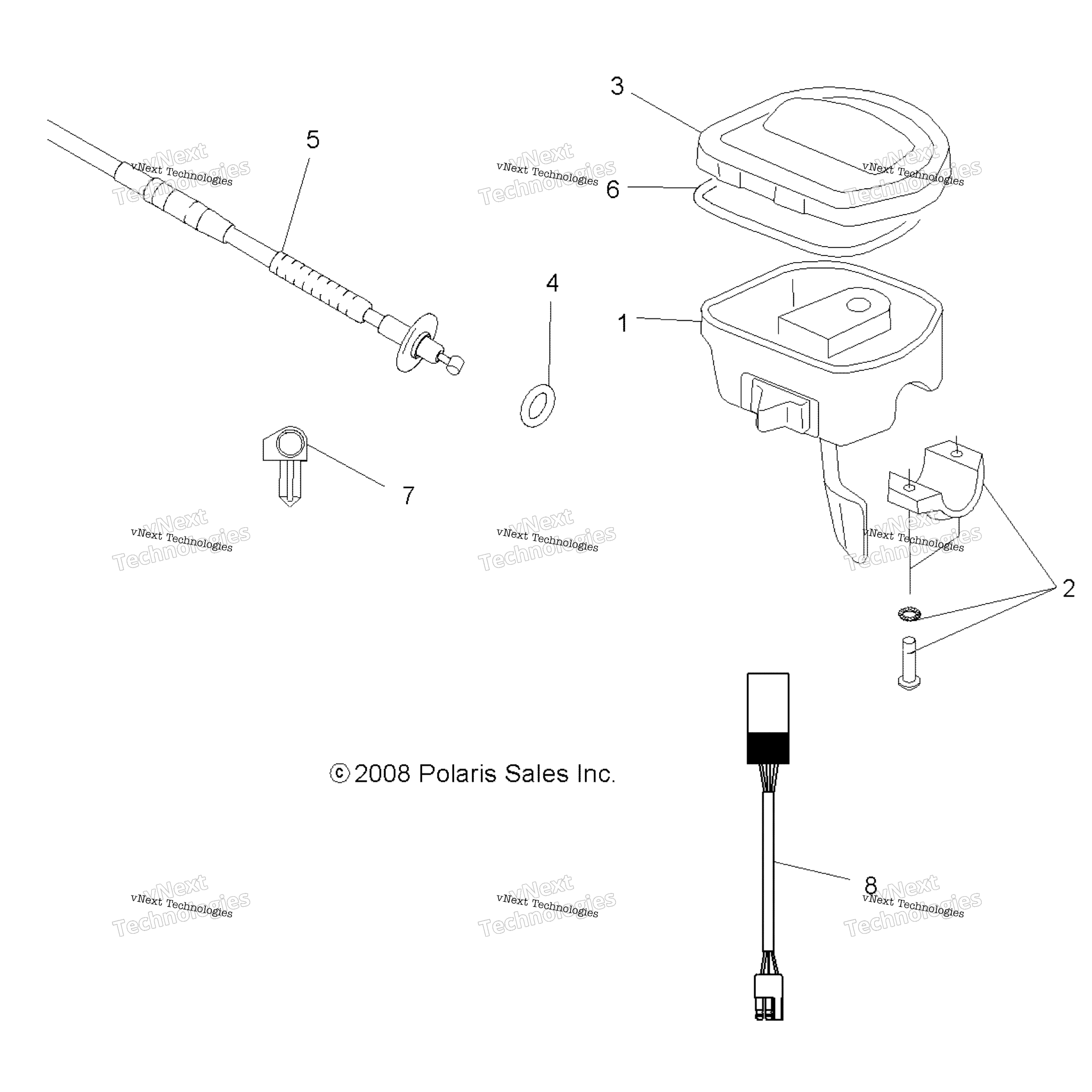 Схема узла Steering, Controls & Throttle Asm. & Cable