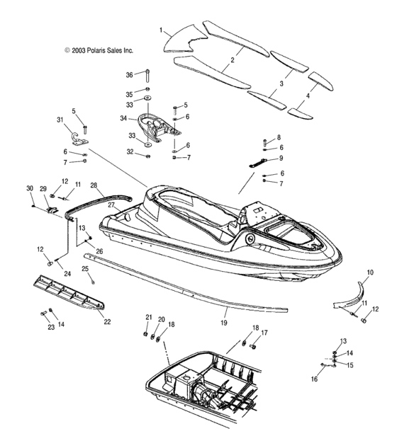 Схема узла Hull And Body (W045297Da/Ia/Ib) Для Polaris Freedom