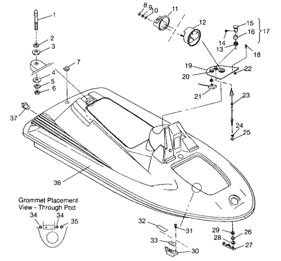 Схема узла Hull And Body Assembly (Sl 650 B954058) Для Polaris Sl 650