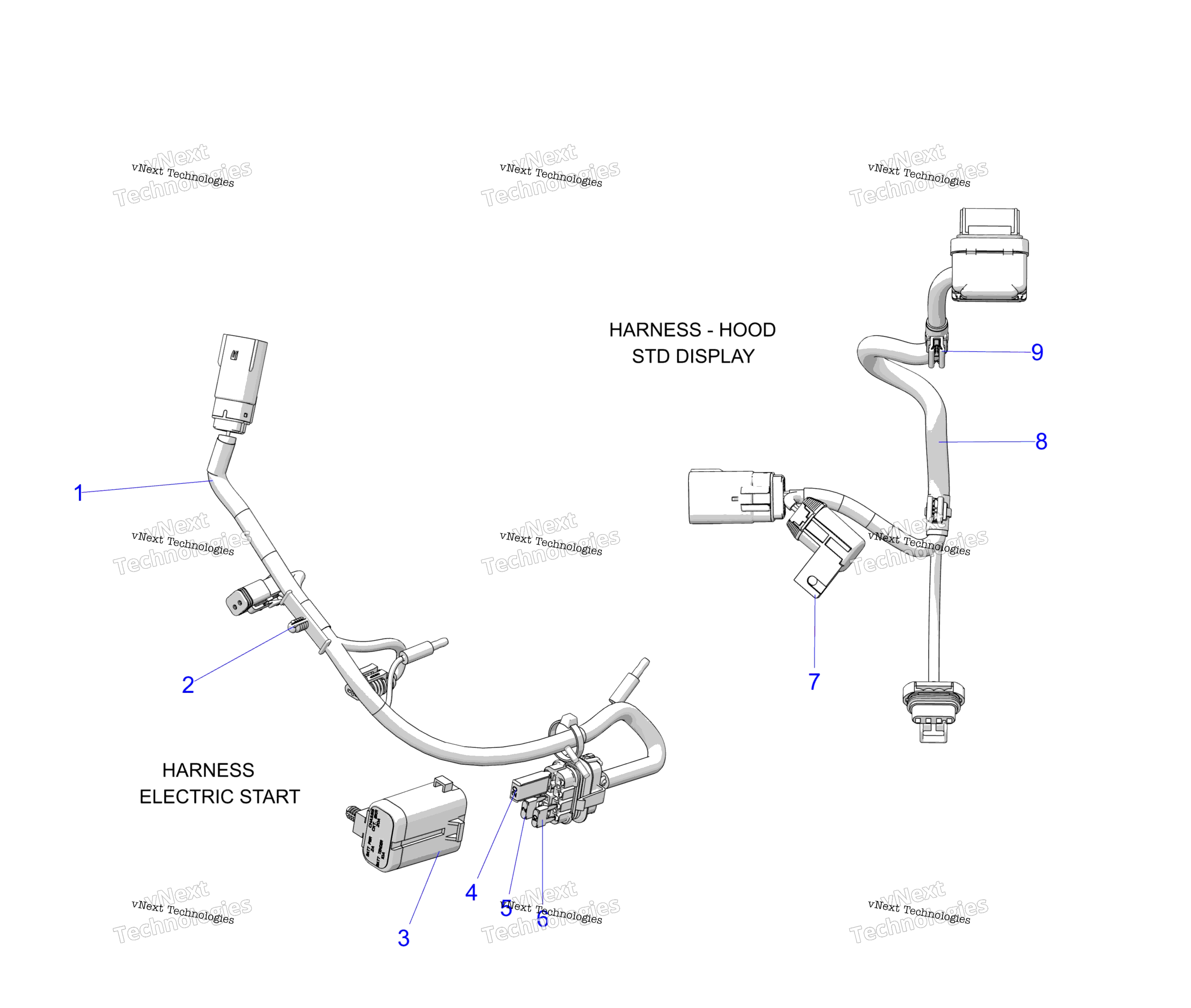 Схема узла Electrical, Wire Harness, Hood, Elec. Start S23Tls6Rsl/6Rel