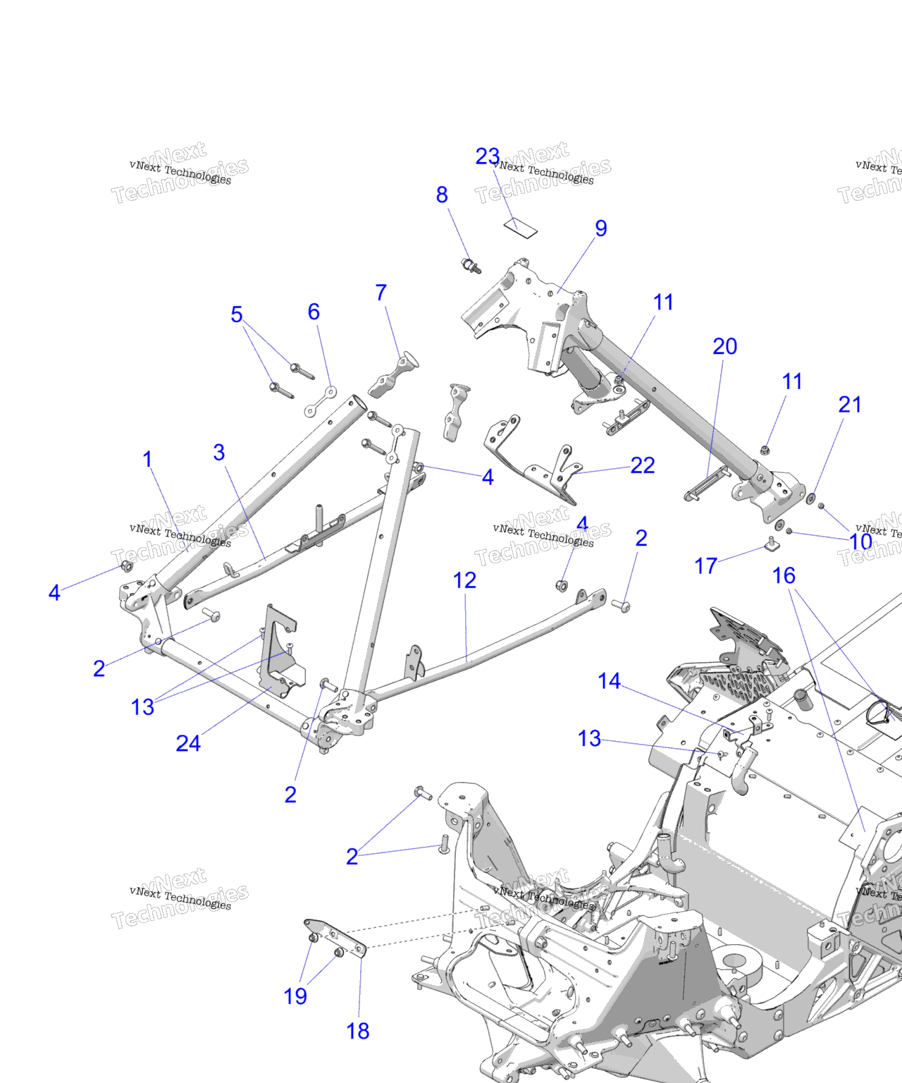 Схема узла Chassis, Chassis Asm. & Over Structure