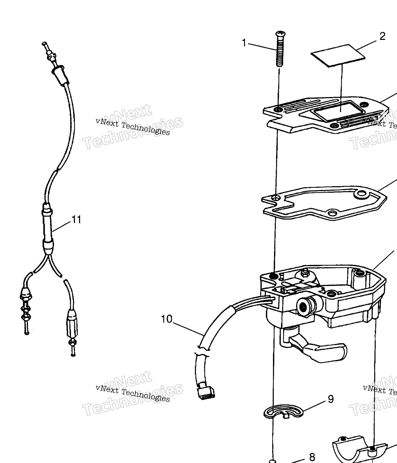 Схема узла Controls Throttle Asm./Cable Magnum 2X4