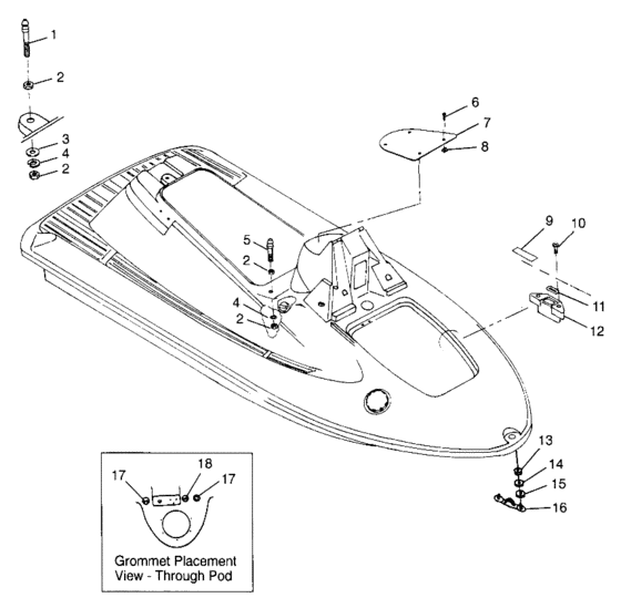 Схема узла Hull And Body (Sl 780 B974088 And Intl. Sl 780 I974088) Для Polaris Intl Sl 780