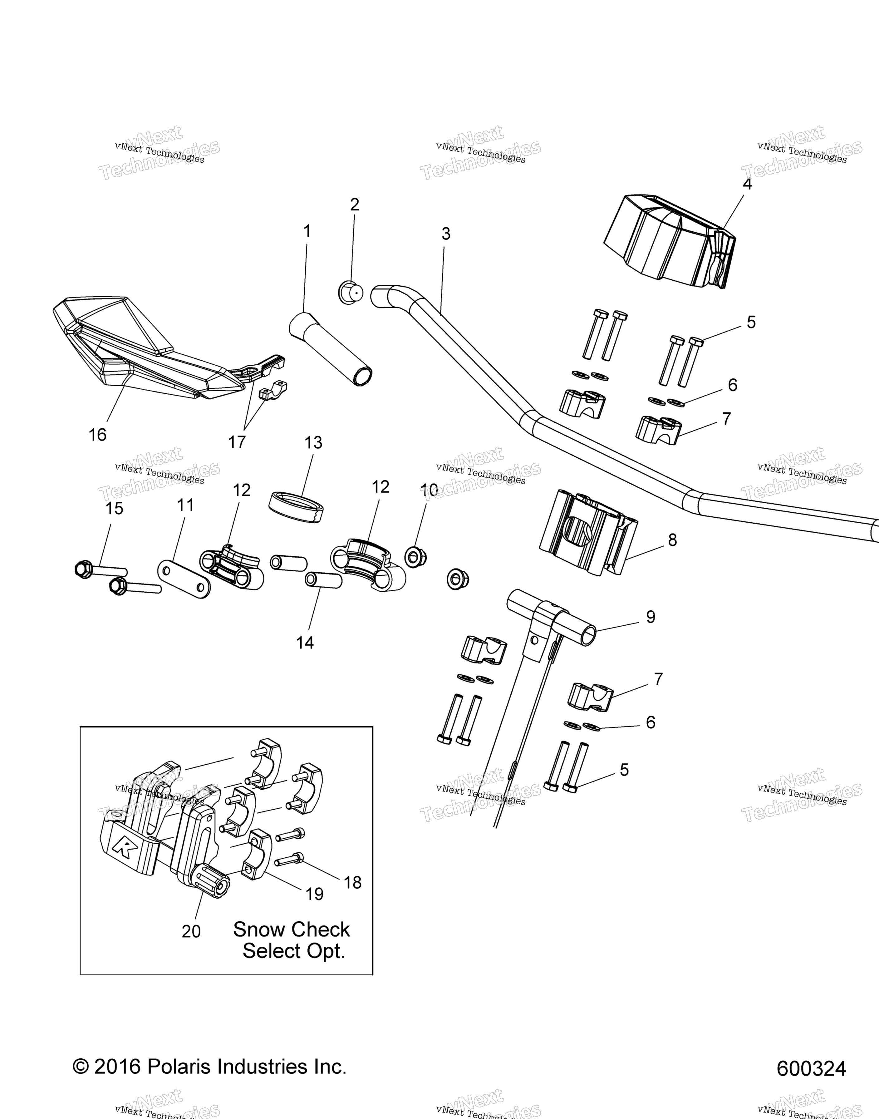 Схема узла Steering, Upper & Handlebar Asm. All Options