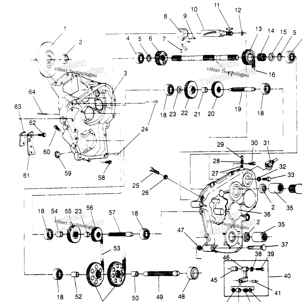 Схема узла Редукторная Коробка Widetrak Lx & European Widetrak Lx E952064
