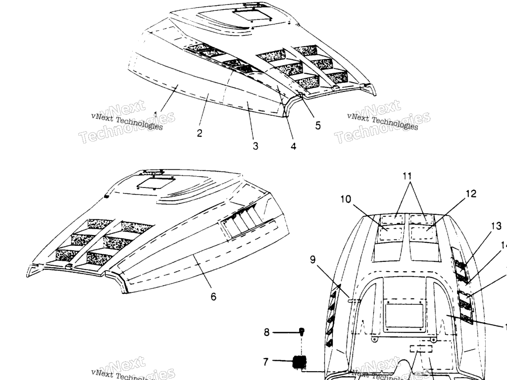 Схема узла Пена/Фольга Капота Widetrak Gt 0952061 & European Widetrak Gt