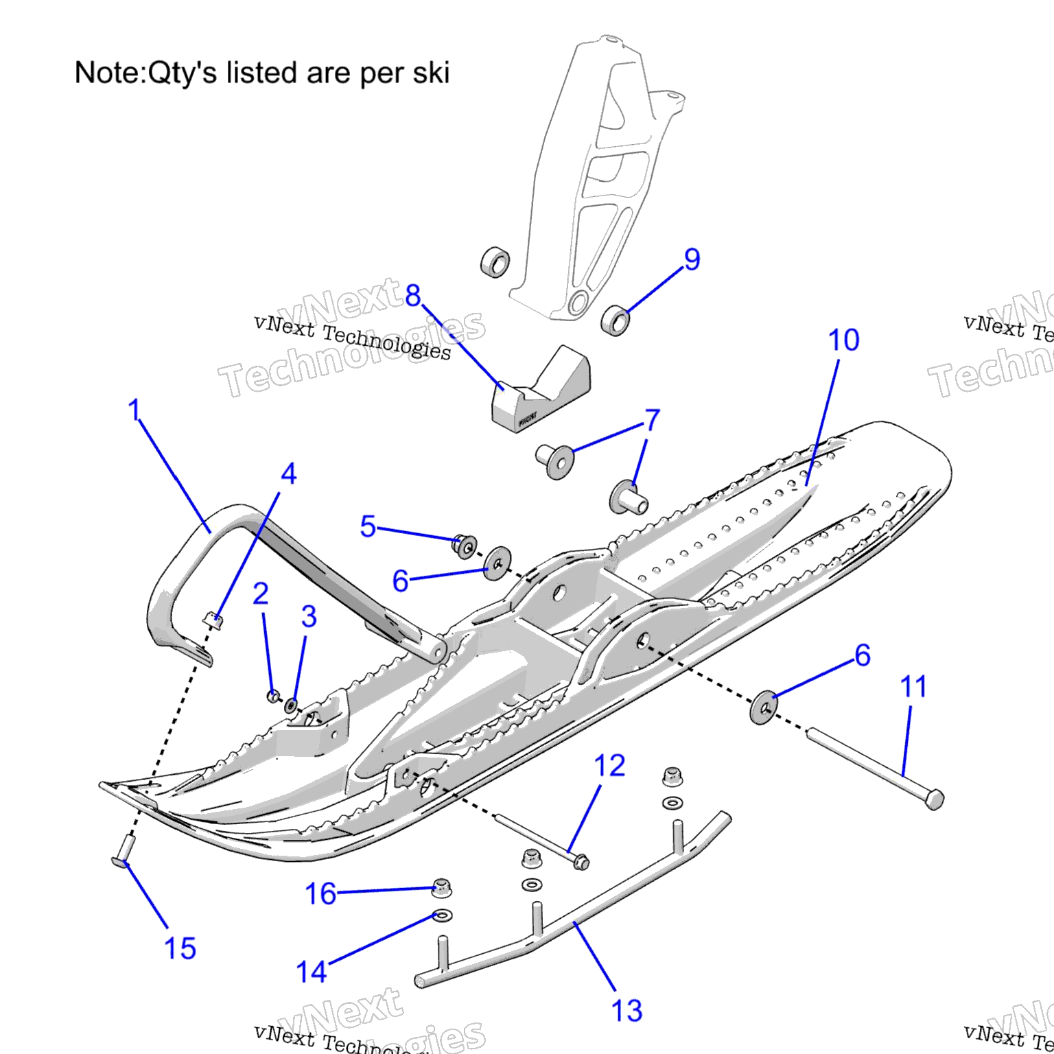 Схема узла Steering, Ski Asm. M23Tlt9Fel