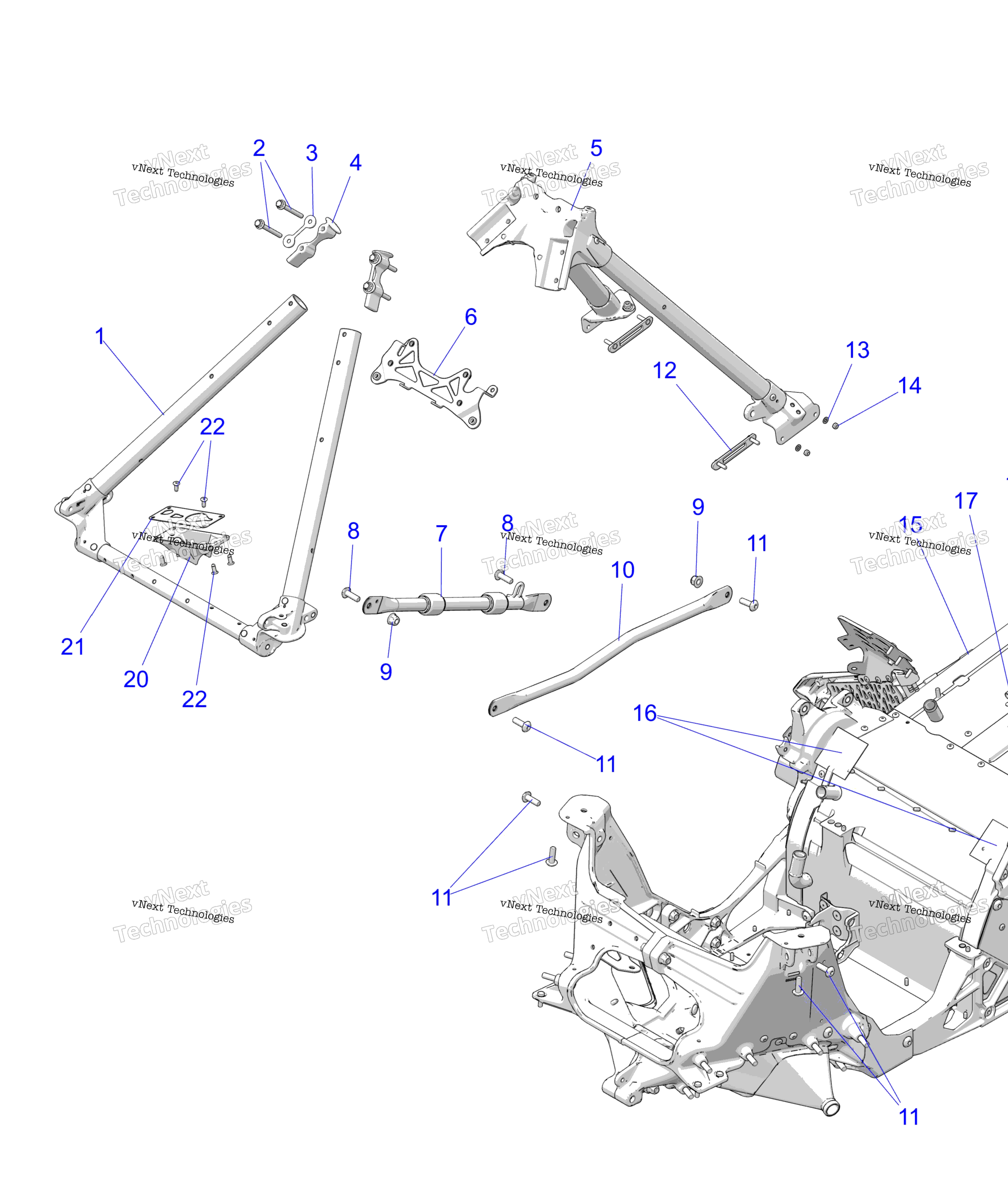 Схема узла Chassis, Chassis Asm. & Over Structure