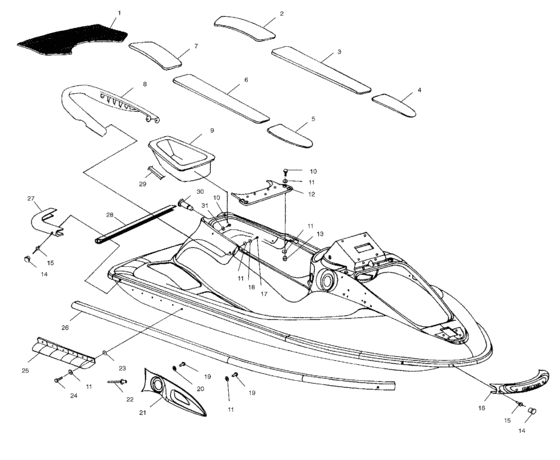 Схема узла Hull And Body (W004673D) Для Polaris Int\'l Slh