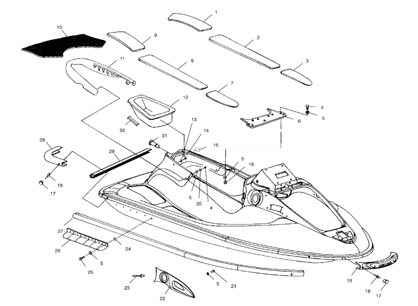 Схема узла Hull And Body (W004699D) Для Polaris Int\'l Slx