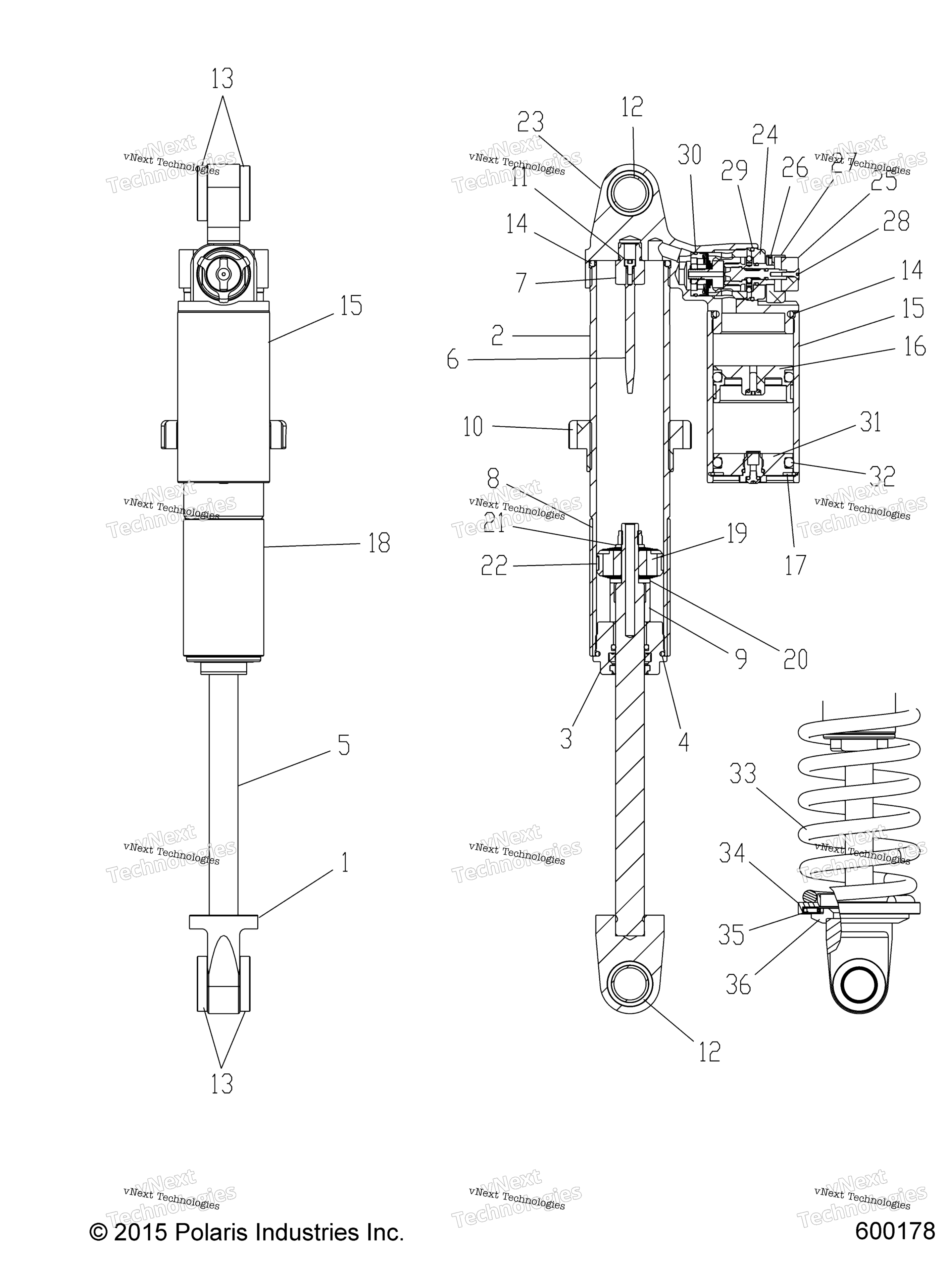 Схема узла Suspension, Shock, Rear Track, Hi Lo Adj., Snow Check (600178)