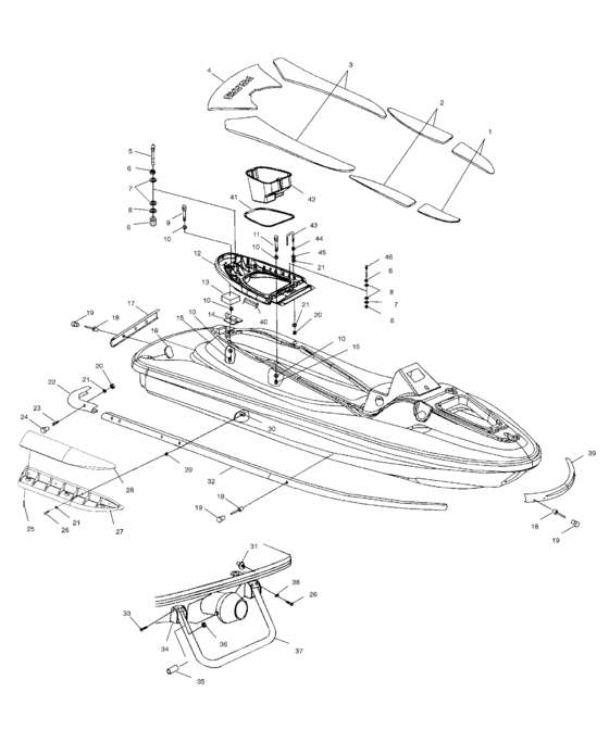Схема узла Hull And Body (W005099D) Для Polaris Int\'l Genesis