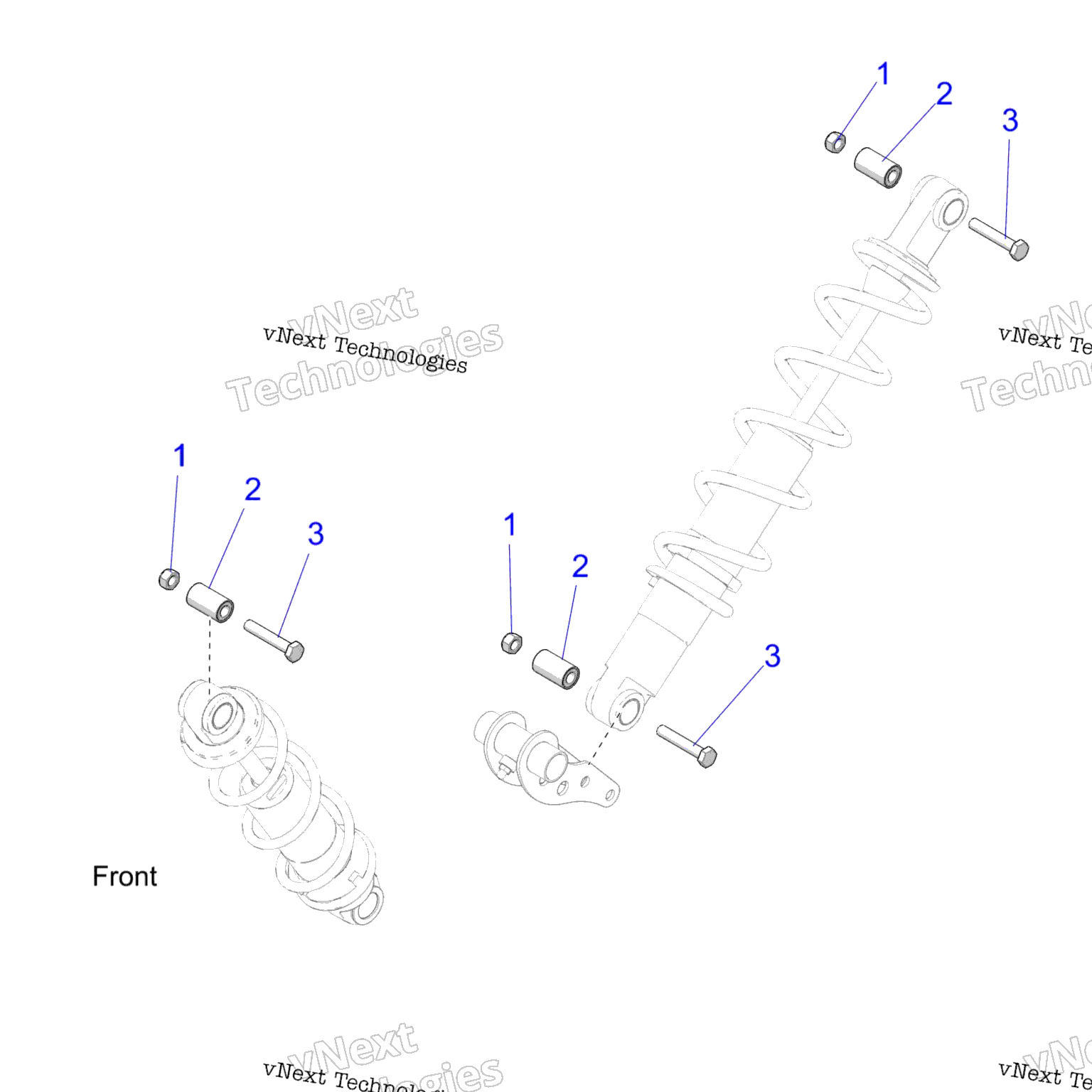 Схема узла Suspension, Shock Mounting, Rear Susp. All Options