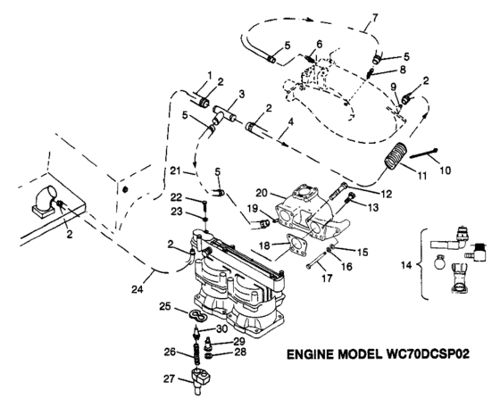 Схема узла Система Охлаждения (Engine Model Wc70Dcsp02 Slt 700 B974572) Для Polaris Slt 700