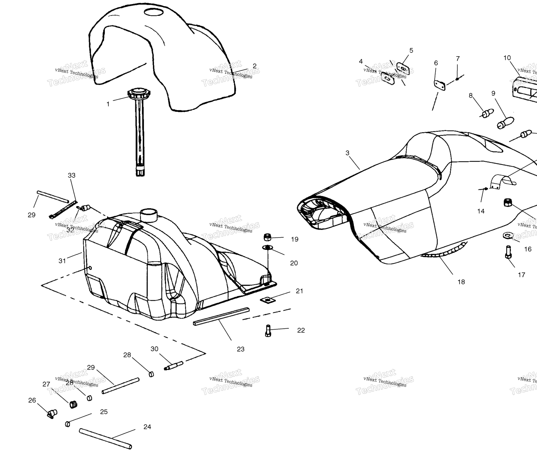 Схема узла Сиденья И Бензобаки