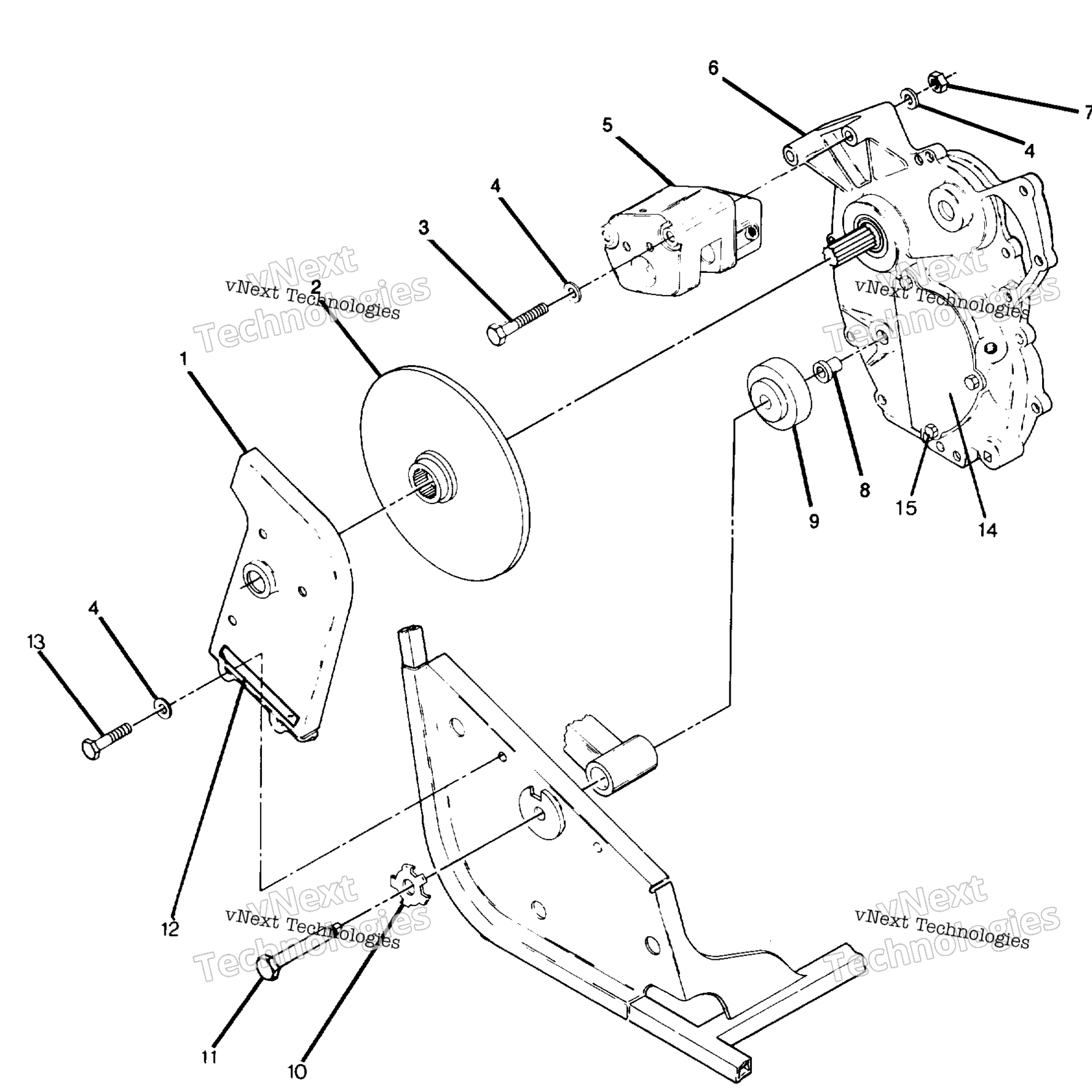 Схема узла Коробка Передач Правой Стороны И Крепление Тормоза