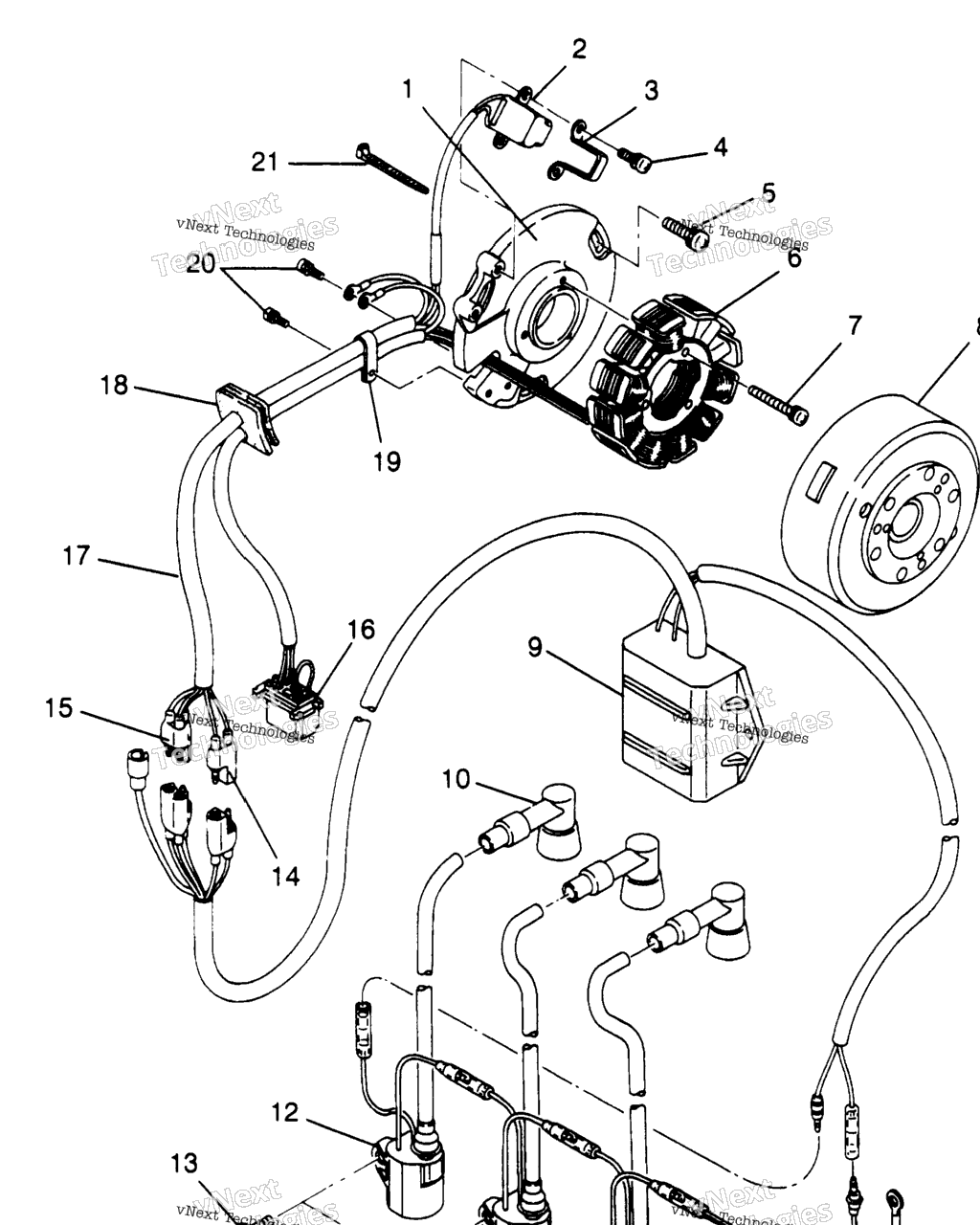 Схема узла Магнето Xlt 0970756, Xlt Sks , & Xlt Rmk 0970956