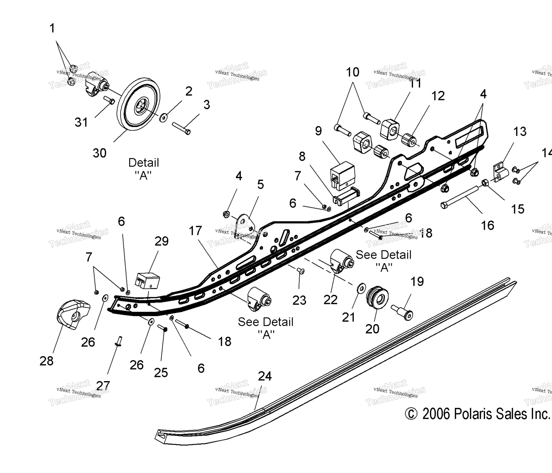 Схема узла Подвеска, Крепление Рельсов