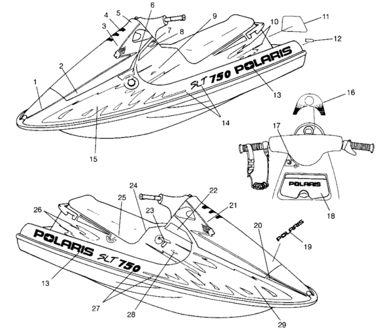 Схема узла Наклейки (Slt 750 B954170) Для Polaris Slt 750