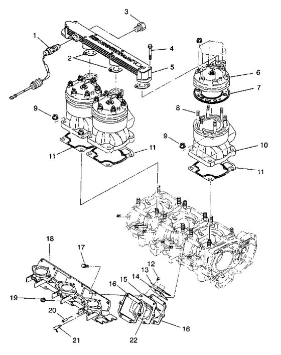 Схема узла Cylinder & Manifold (Sl 650 B944058) Для Polaris Sl 650