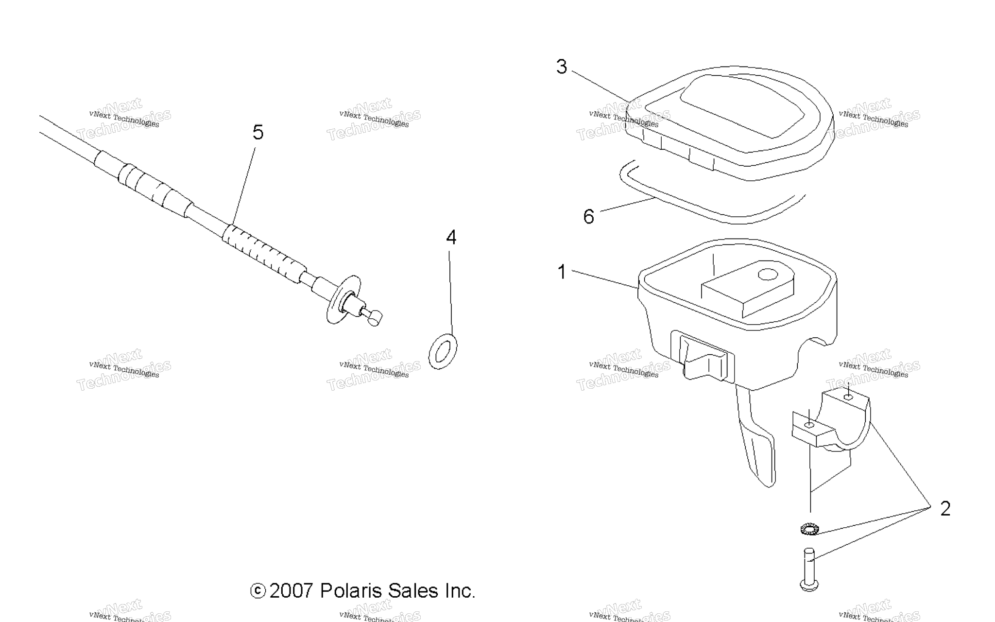 Схема узла Steering, Controls, Throttle Asm. & Cable
