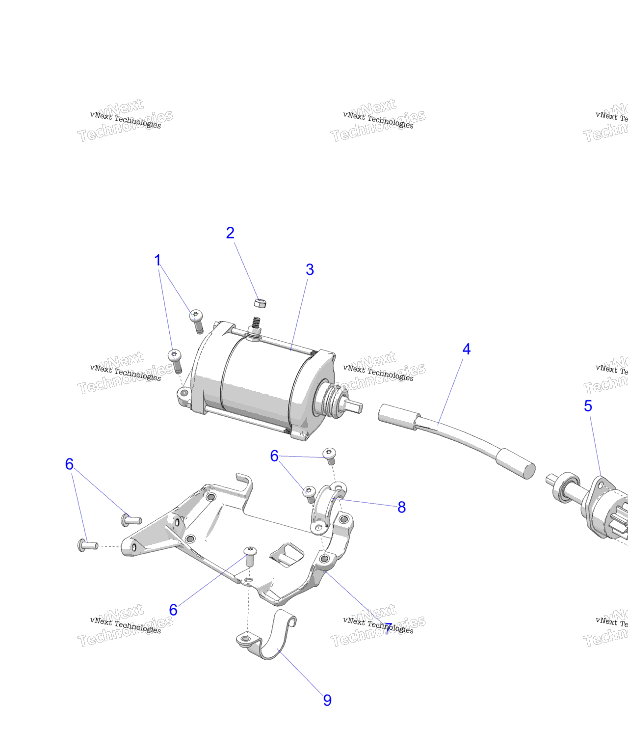 Схема узла Engine, Starter Motor E.s. Option