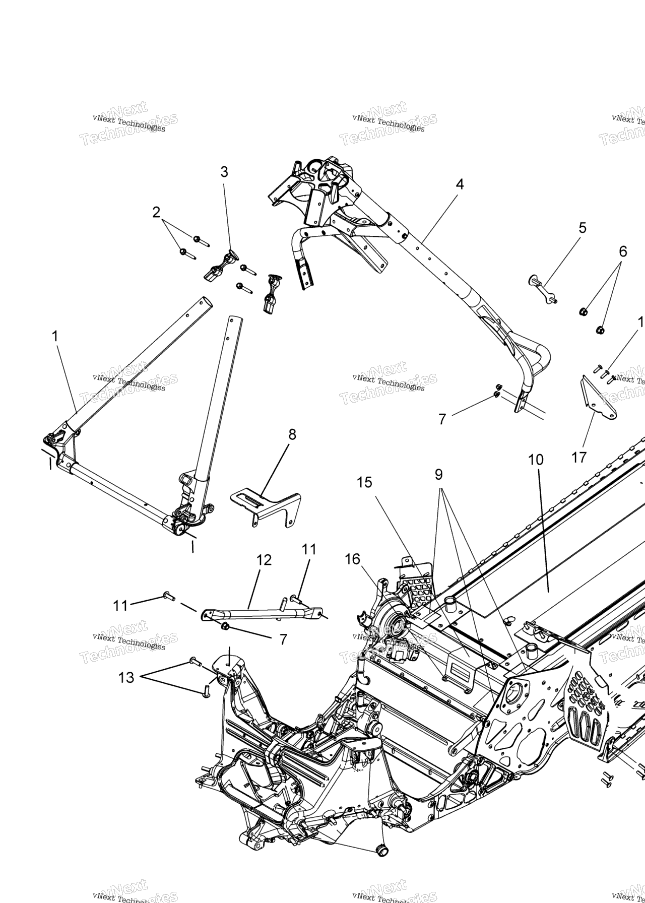 Схема узла Chassis, Chassis Asm. & Over Structure All Options