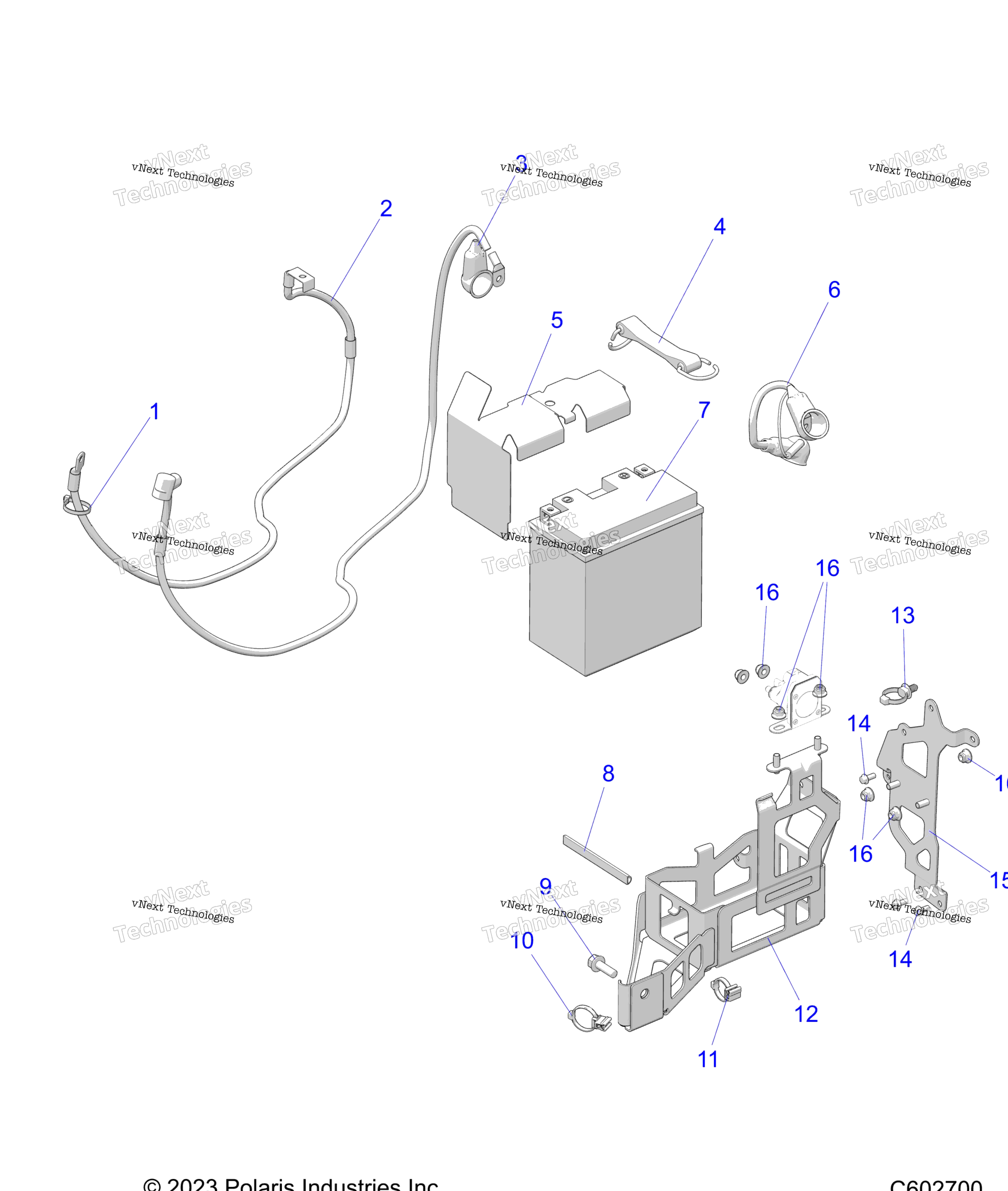 Схема узла Electrical, E.s. Battery/Box & Cables E.s. Option