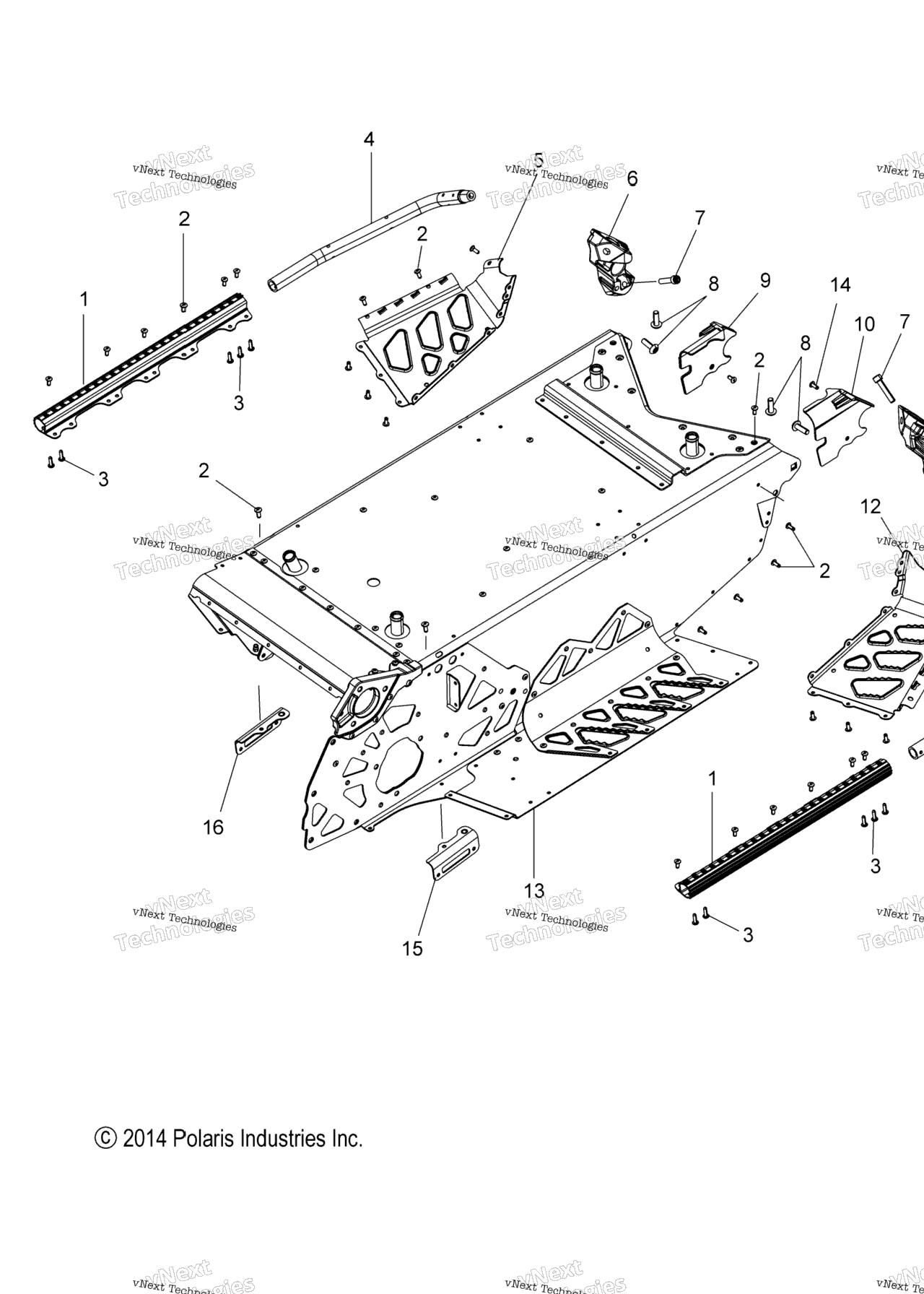Схема узла Chassis, Tunnel & Rear Asm. All Options