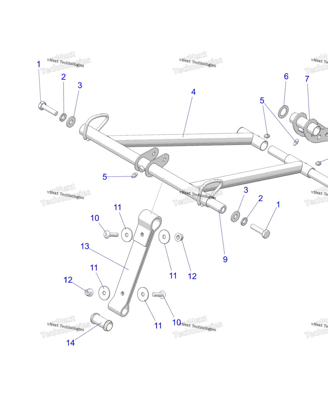Схема узла Suspension, Torque Arm, Front, 165\