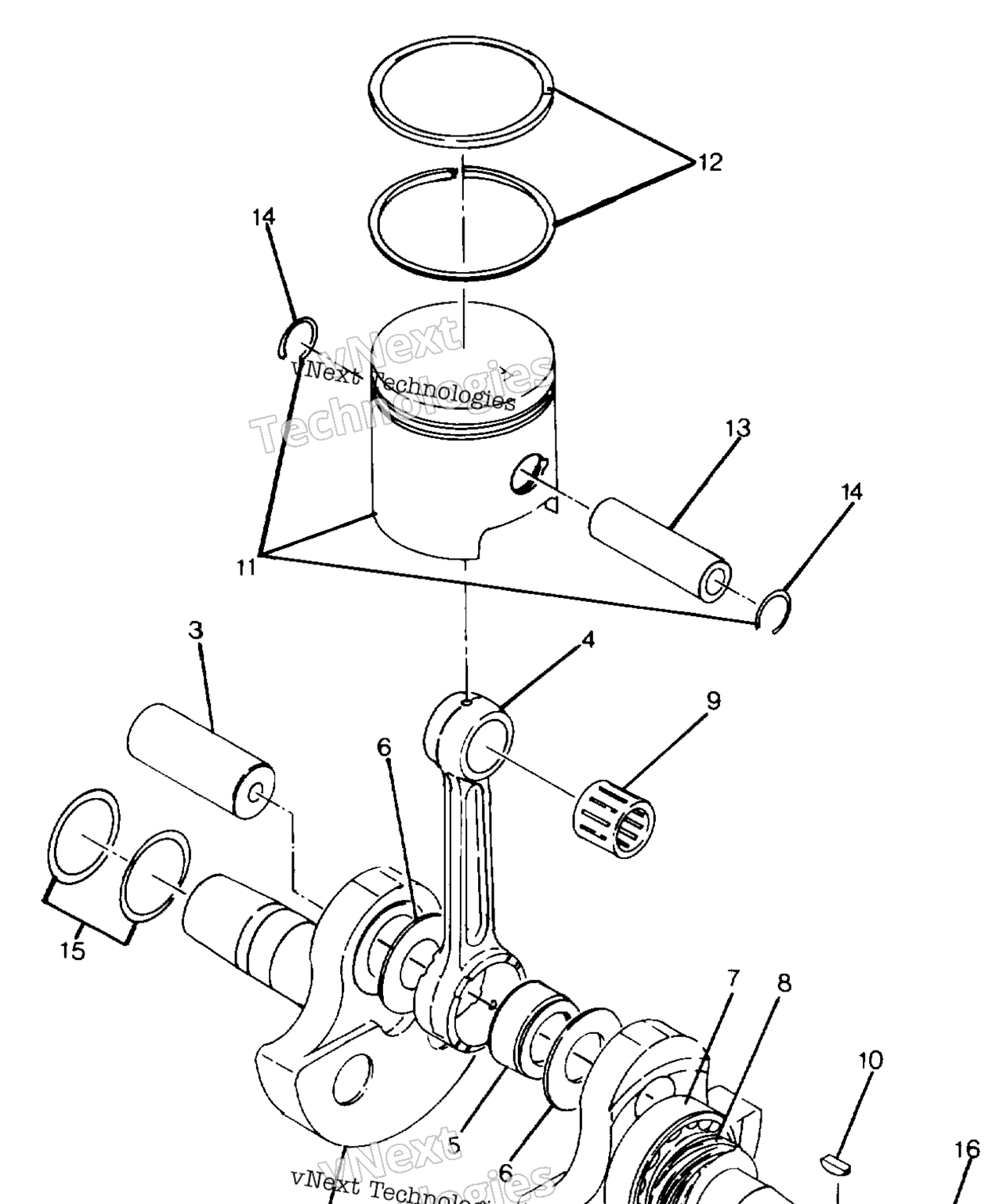 Схема узла Коленчатый Вал И Поршневая Группа