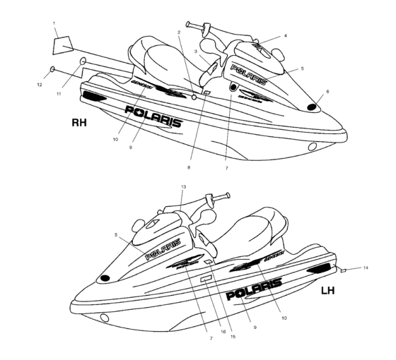 Схема узла Наклейки (W025098D/W025098C/W025098I) Для Polaris Genesis I