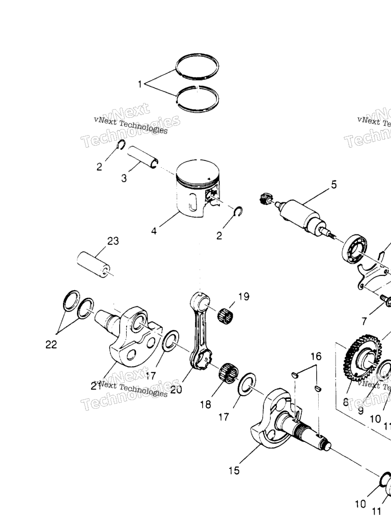 Схема узла Поршни И Коленчатые Валы Scrambler