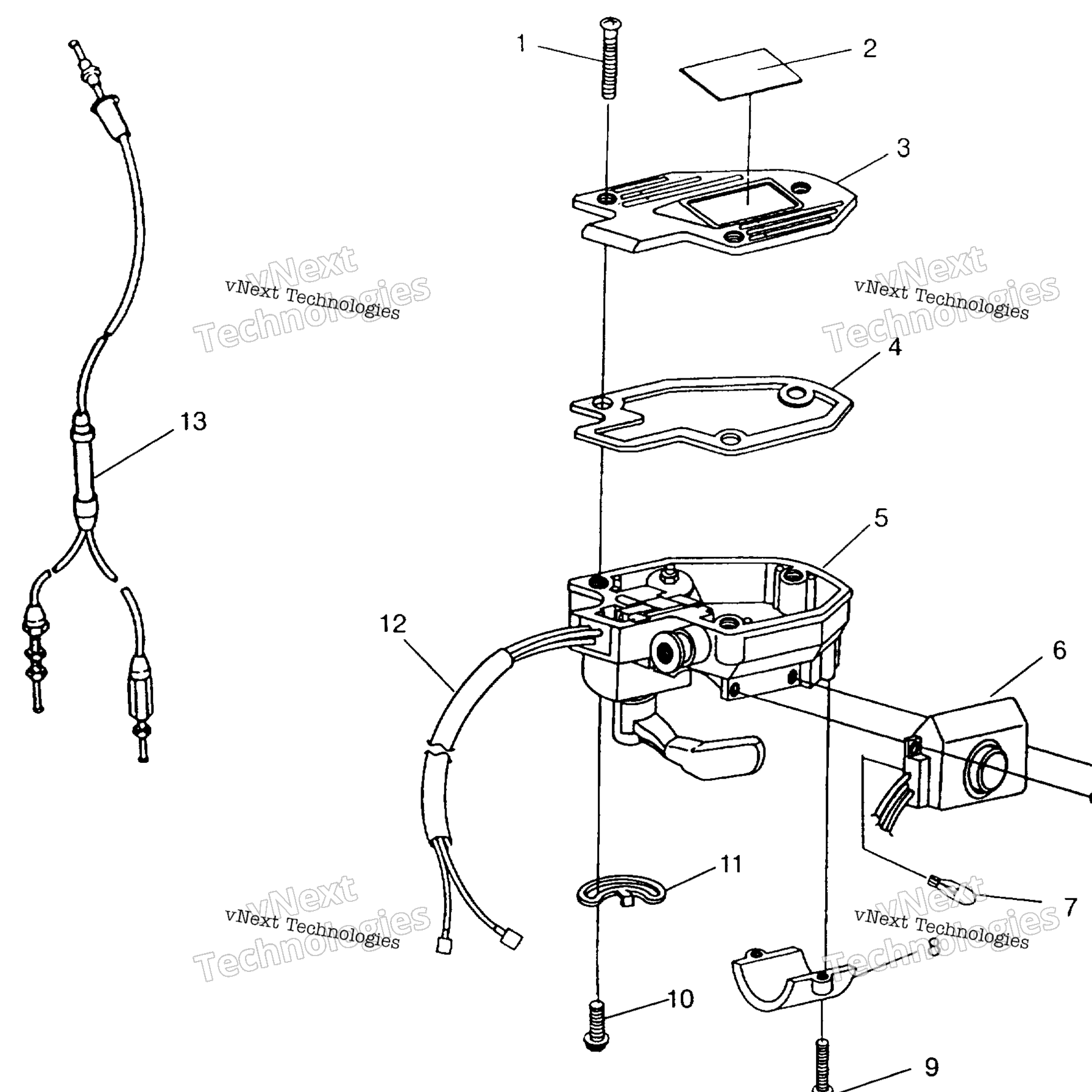 Схема узла Controls Throttle Asm./Cable Swedish 4X4 400L