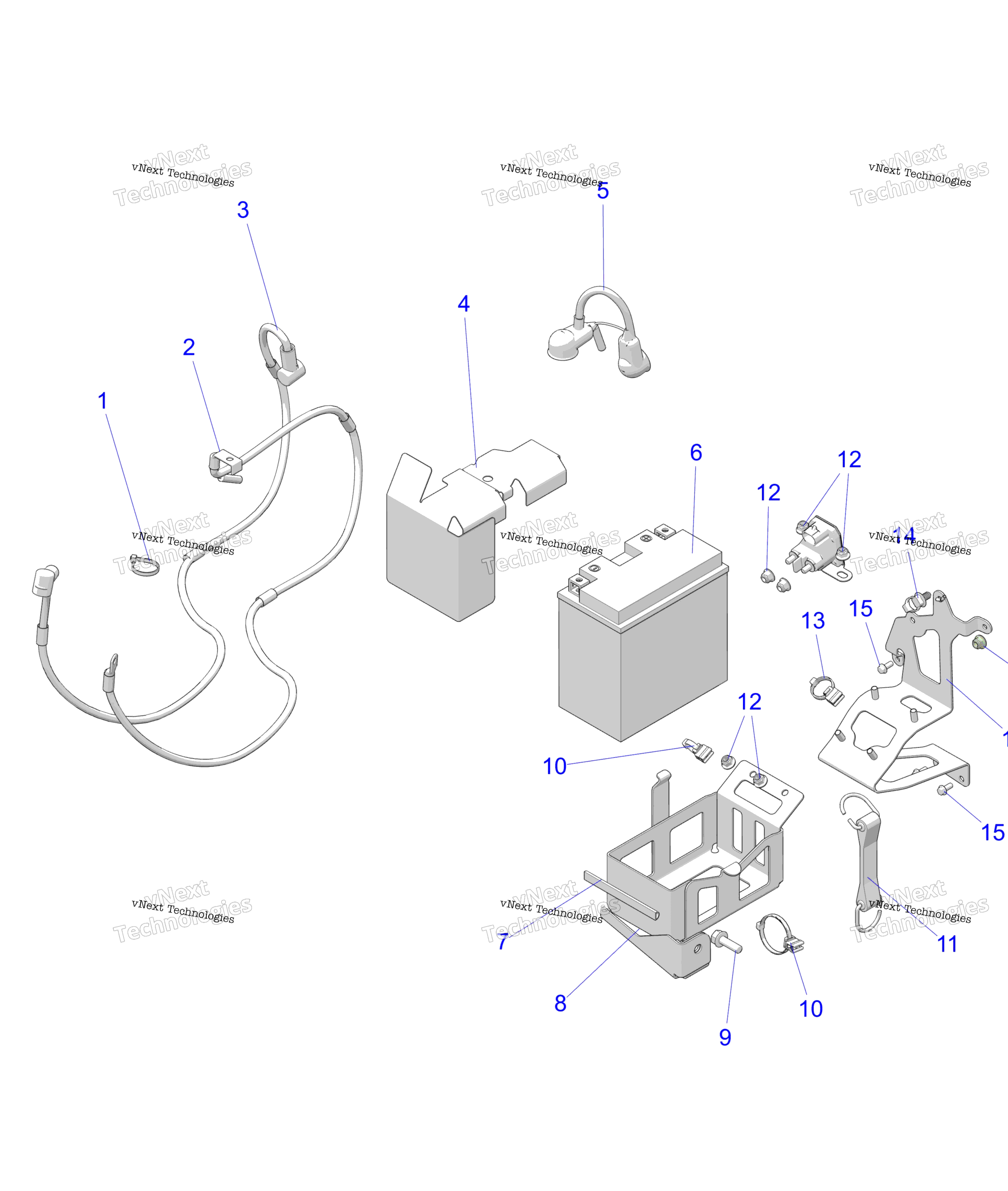 Схема узла Electrical, Battery/Box & Cables E.s. Option