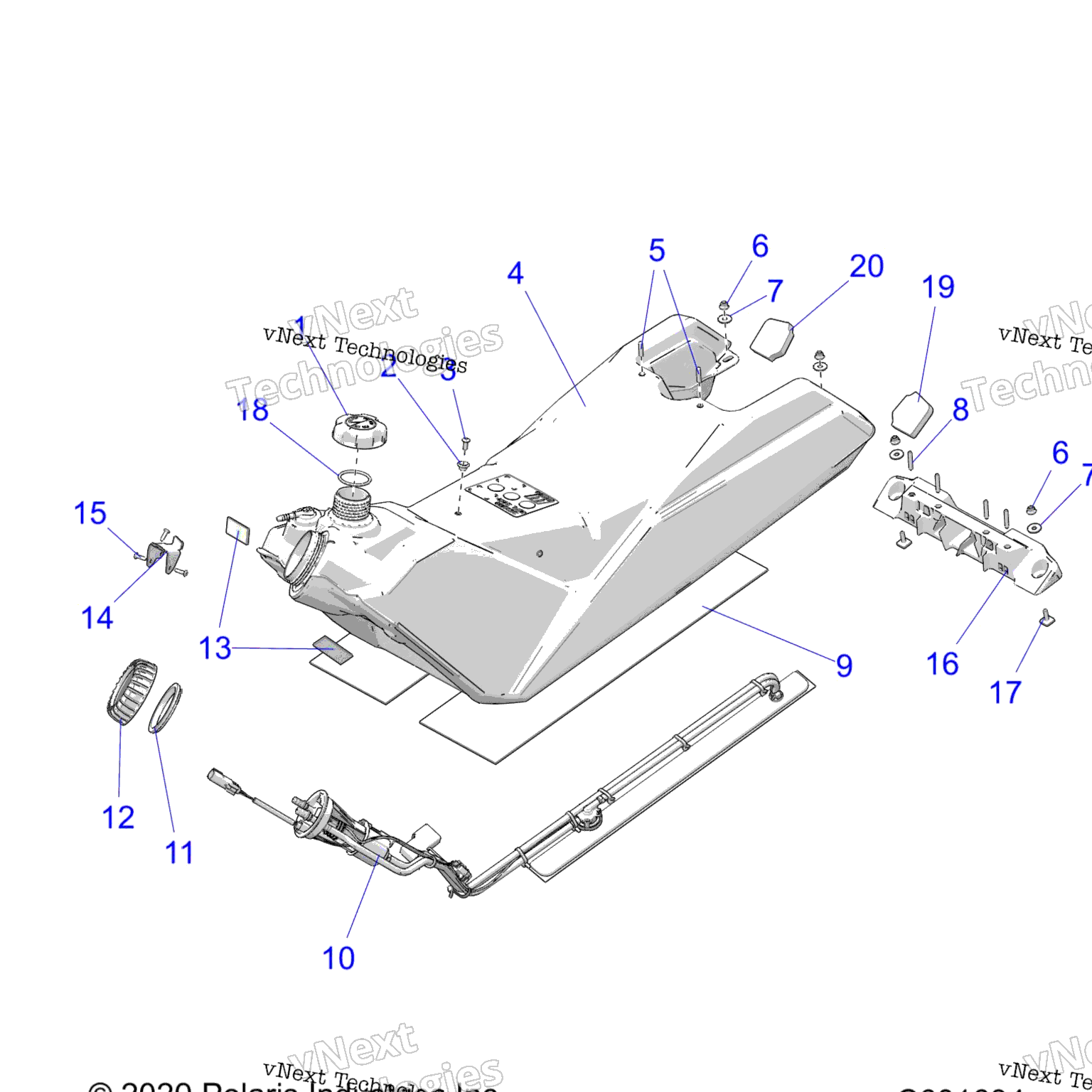 Схема узла Fuel System, Fuel Tank Asm. All Options