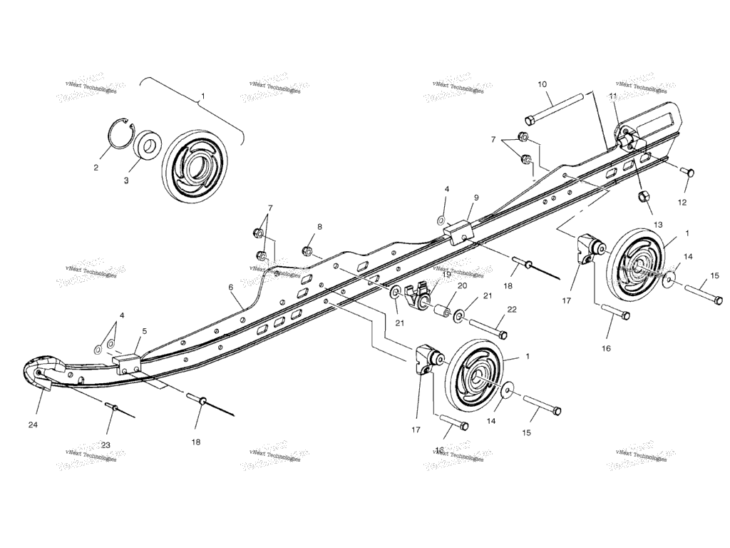 Схема узла Крепление Рельсовой Подвески S01Sm8Bsc