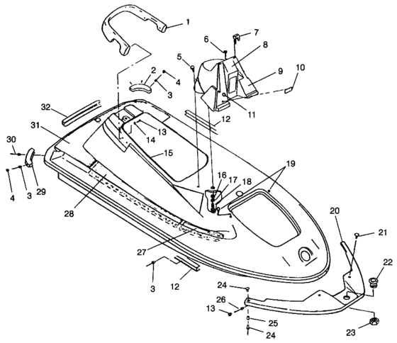Схема узла Hull And Body (Sl 780 B964087 And Intl. Sl 780 I964087) Для Polaris Sl 780