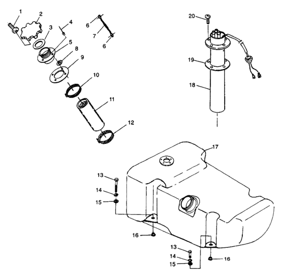 Схема узла Топливный Бак (Sl 900 B974091 And Sl 1050 B974090) Для Polaris Sl 1050