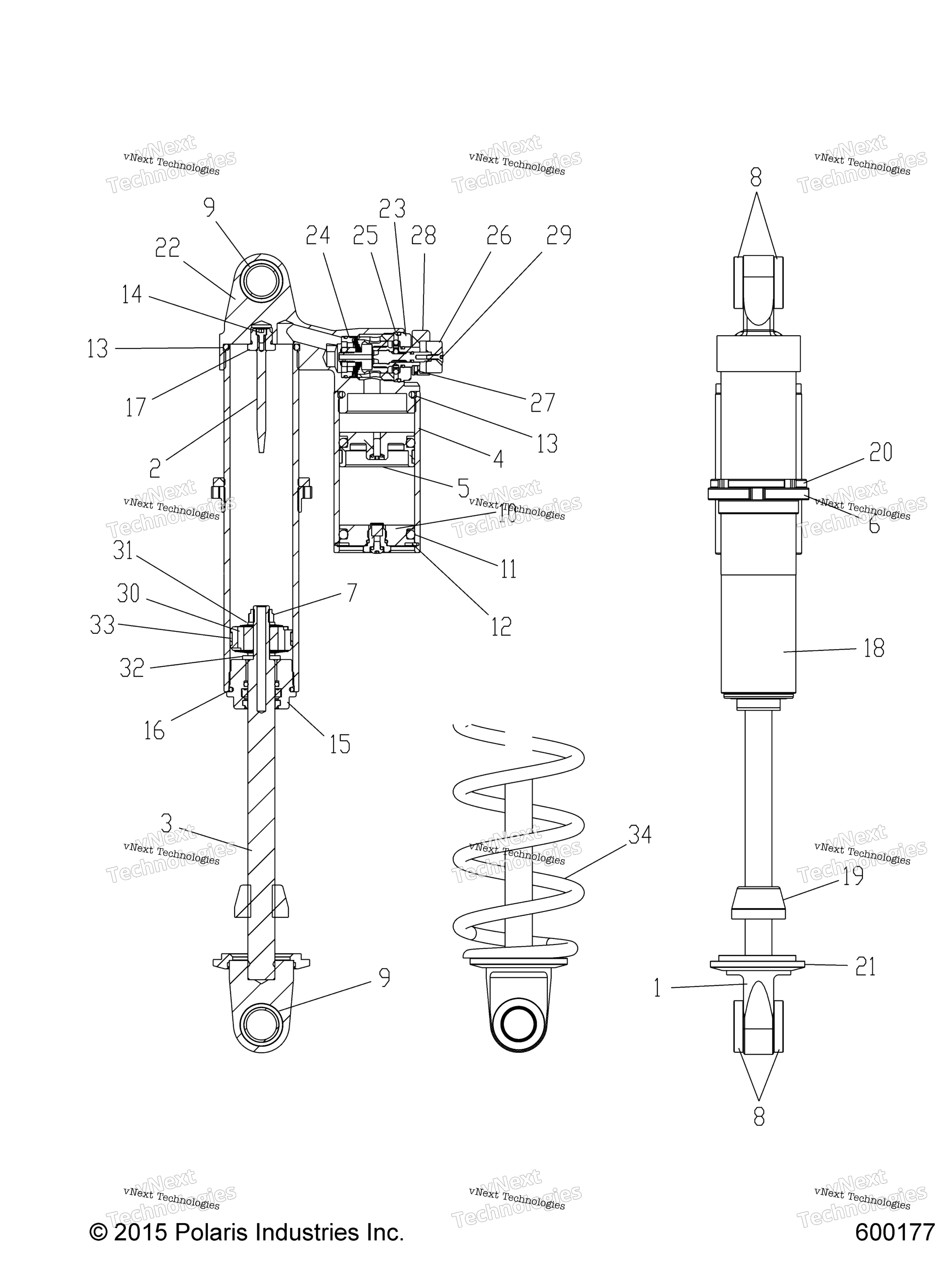 Схема узла Suspension, Shock, Ifs, Hi Lo Adj. (600177)