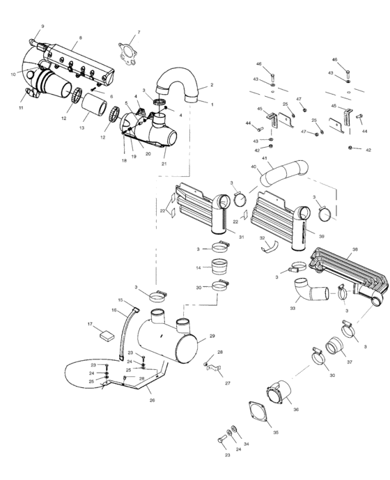 Схема узла Система Выпуска (W025198C/D/I) Для Polaris Int\'l Virage Txi