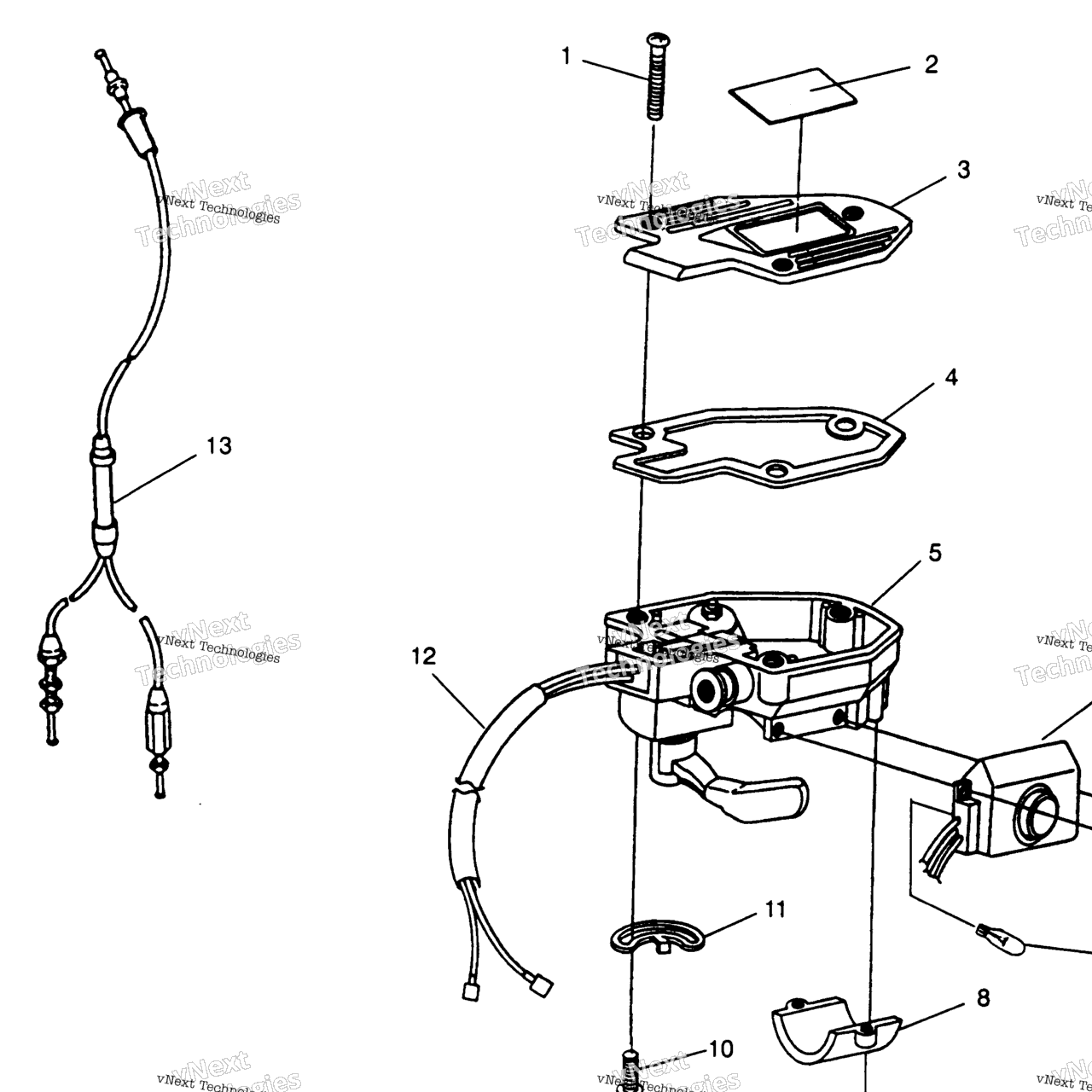 Схема узла Controls Throttle Asm./Cable Scrambler