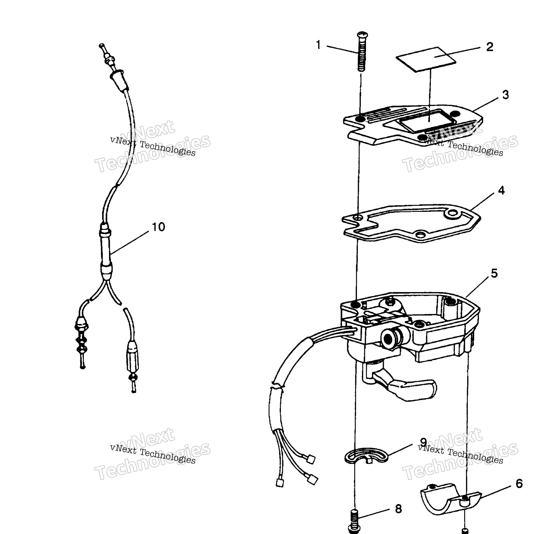 Схема узла Controls Throttle Asm./Cable 2X4 350L