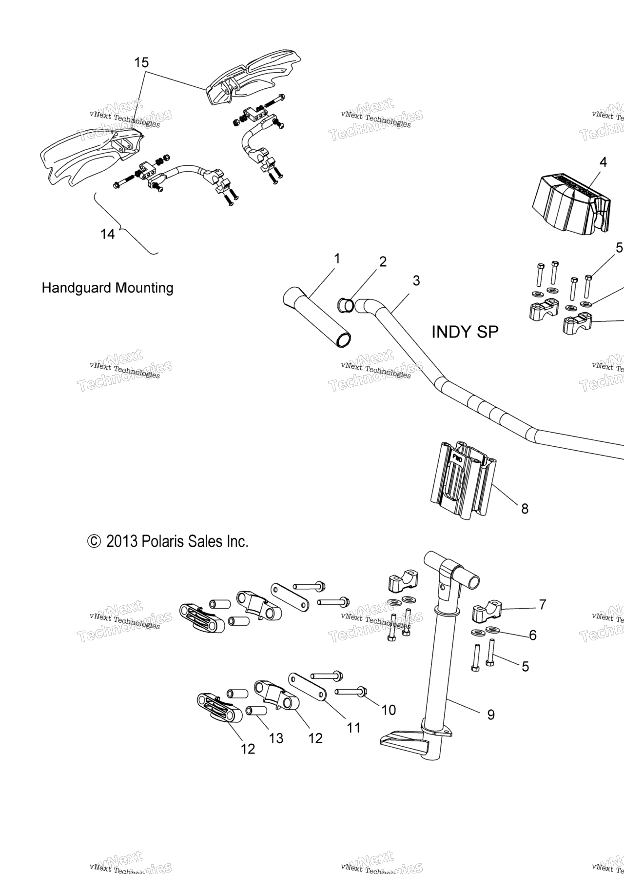 Схема узла Steering, Upper & Handlebar Asm. All Options