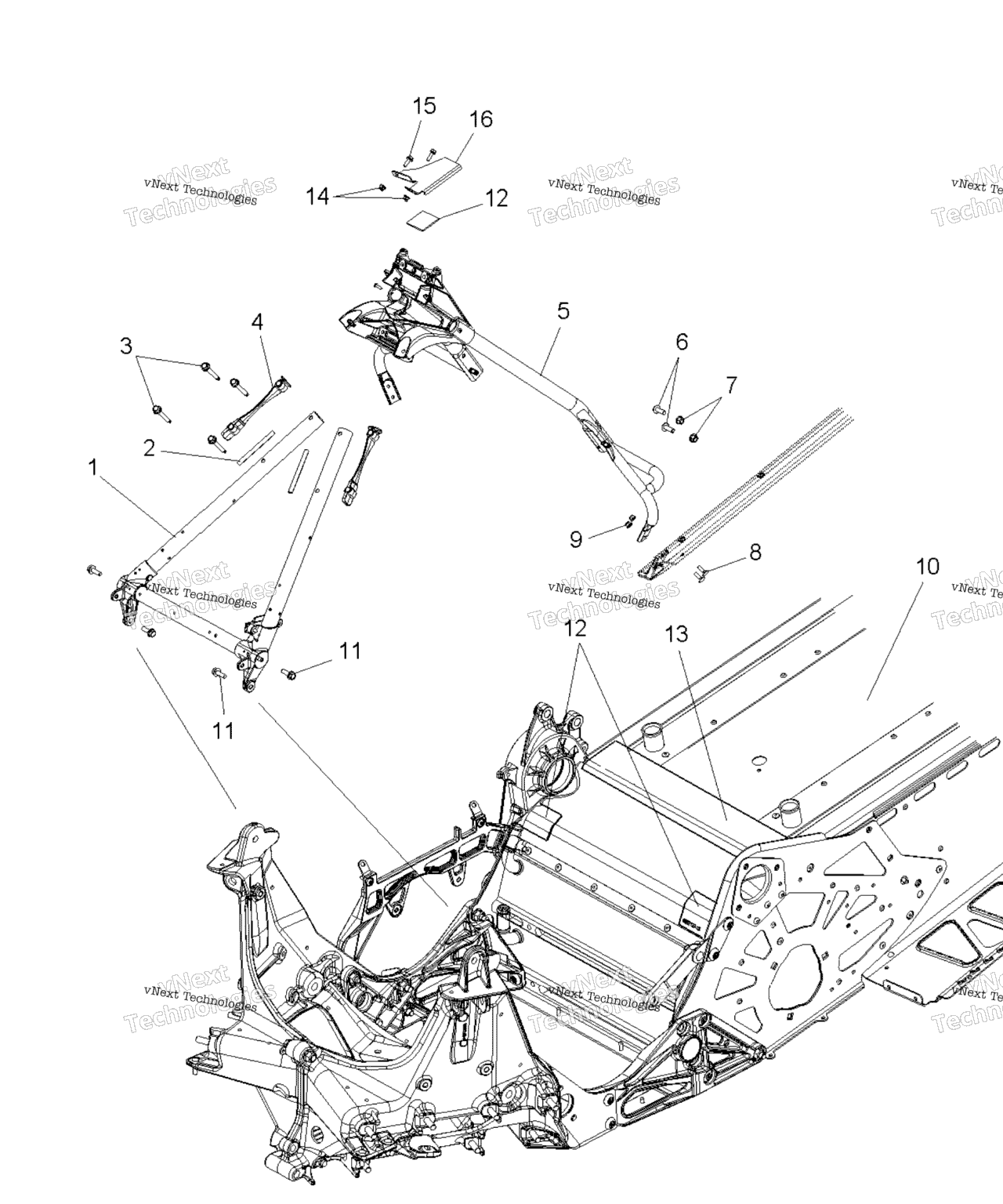 Схема узла Chassis, Chassis Asm. & Over Structure S13Ck6 All Options (49Snowchassisfrt213Rmk600)