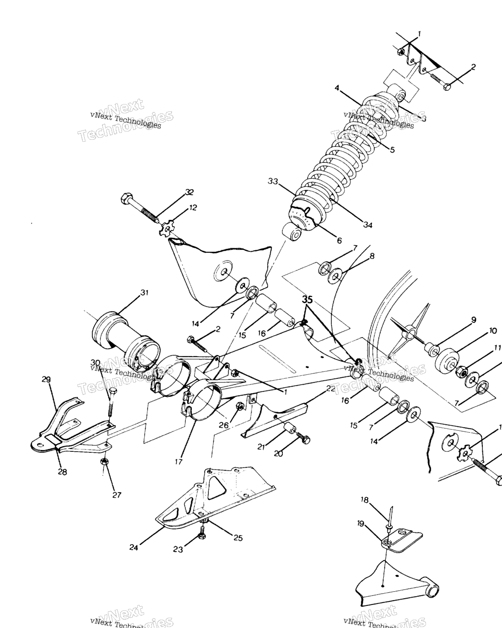Схема узла Swing Arm Wld./Rear Shock Asm. 350 4X4 Update