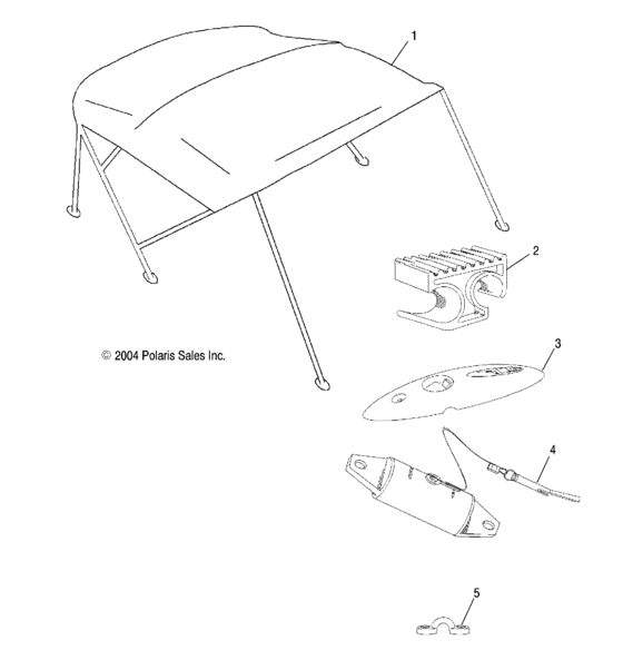 Схема узла Bimini Top  Для Polaris Sport Boat Ex/Le2100