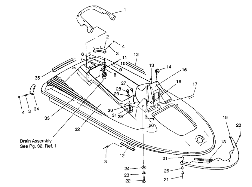 Схема узла Hull And Body Assembly (Sl 750 B944070) Для Polaris Sl 750